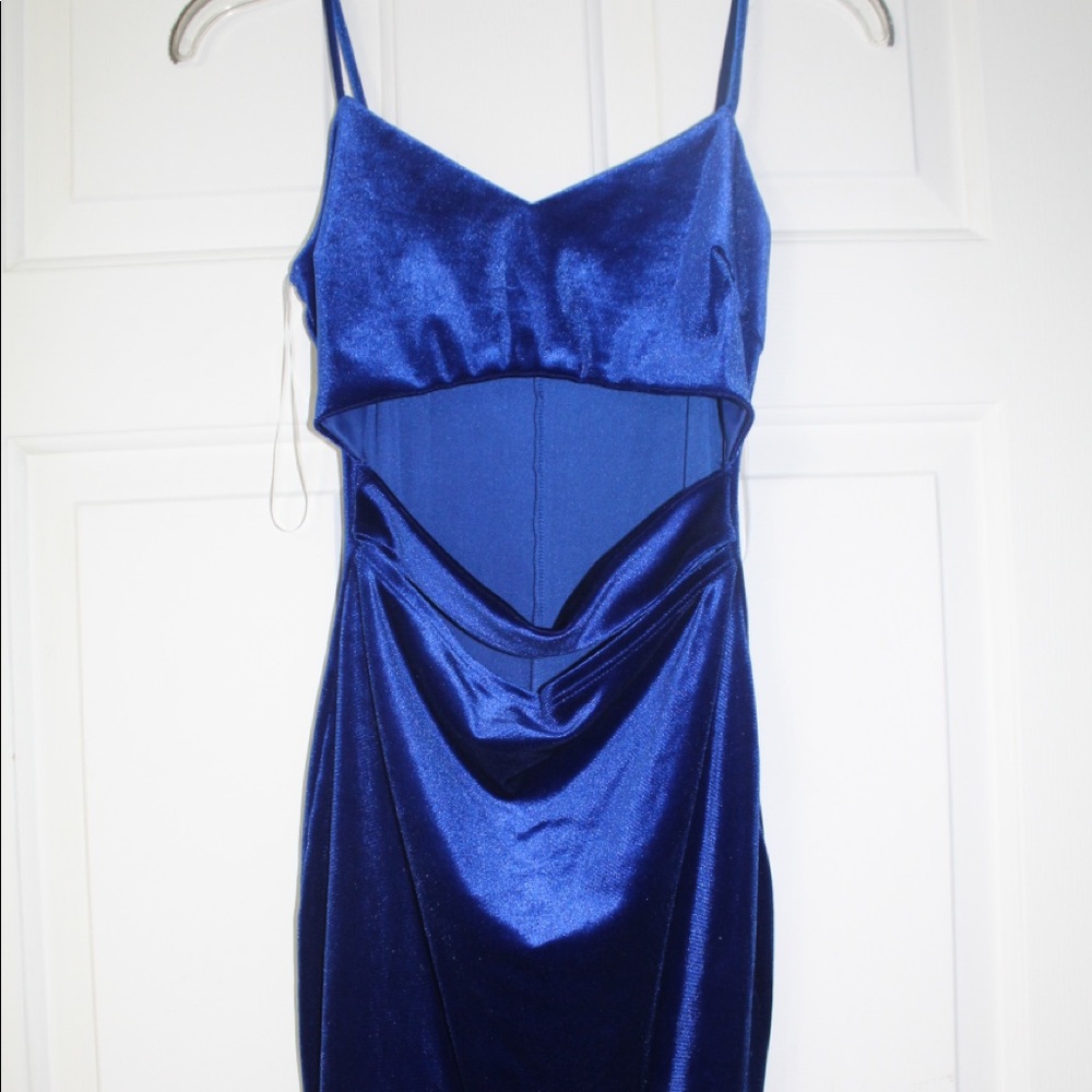 Blue Velvet Bodycon Dress